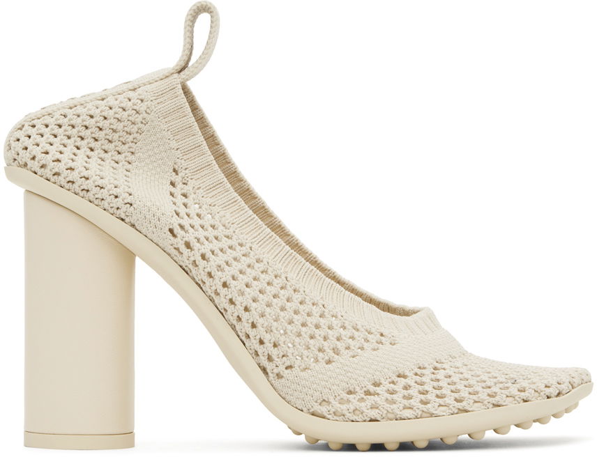 Sneakers og sko Bottega Veneta Knitted Pumps With Heel Beige | 787056 V3XY0, 0