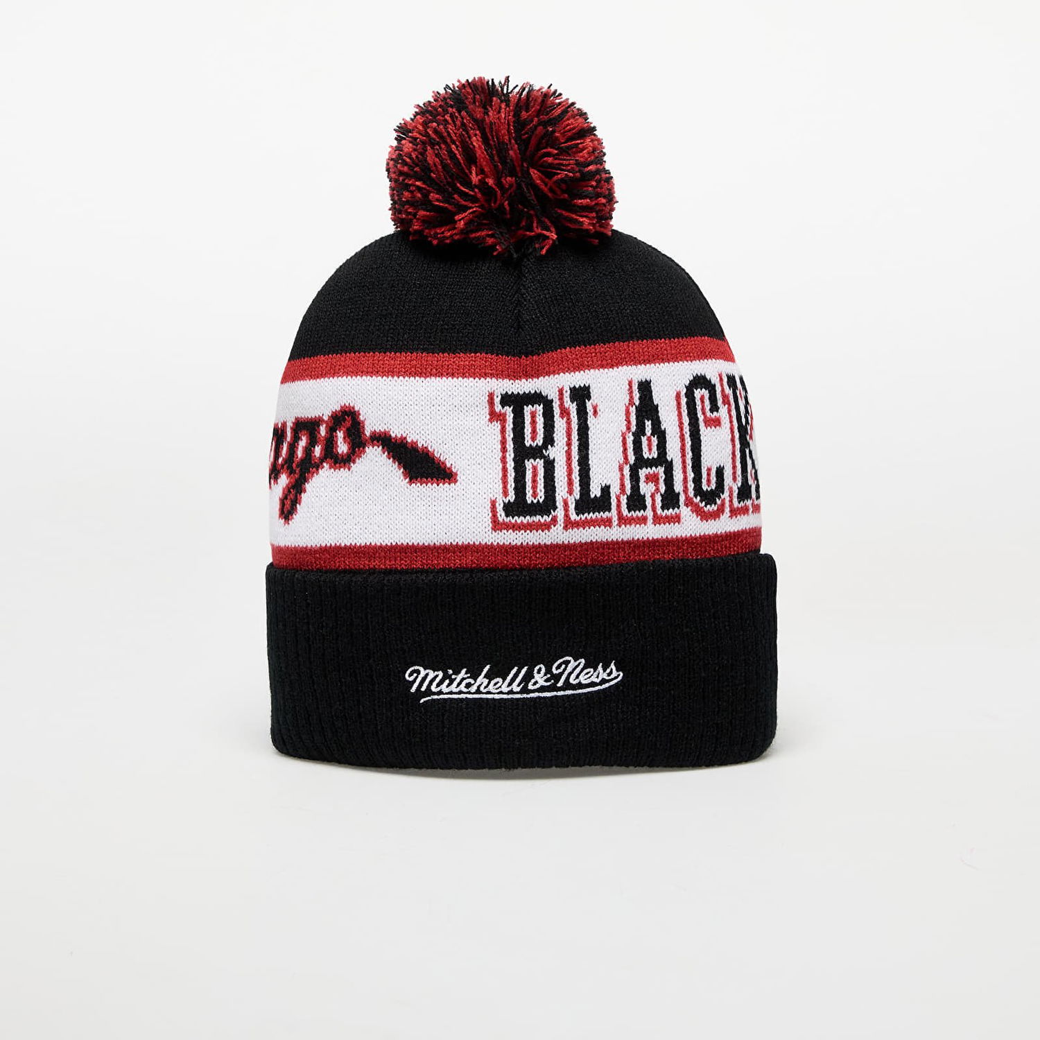 Beanie Mitchell & Ness Chicago Blackhawks Pom Knit Beanie Sort | HK8955-CBHBLCK, 1