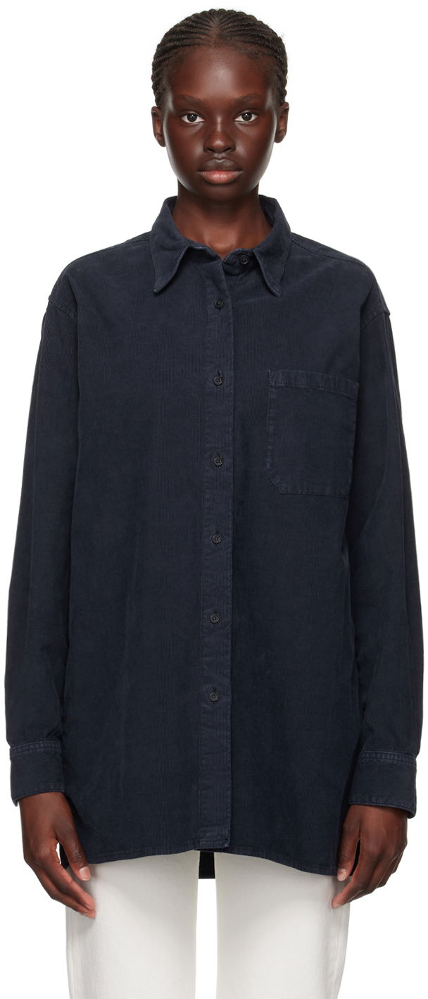 Skjorte The Row Corduroy Oversized Shirt Blå | 7553-W2789
