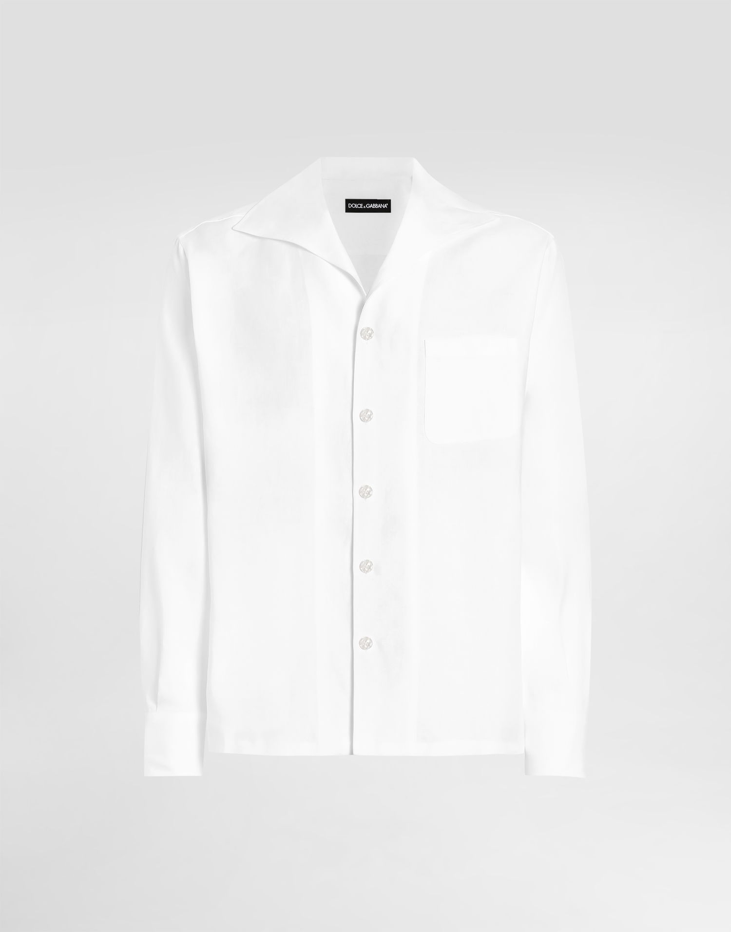 Skjorte Dolce & Gabbana Dolce & Gabbana Long-Sleeved Linen Shirt Hvid | G5MW6TFU4JBW0800, 0