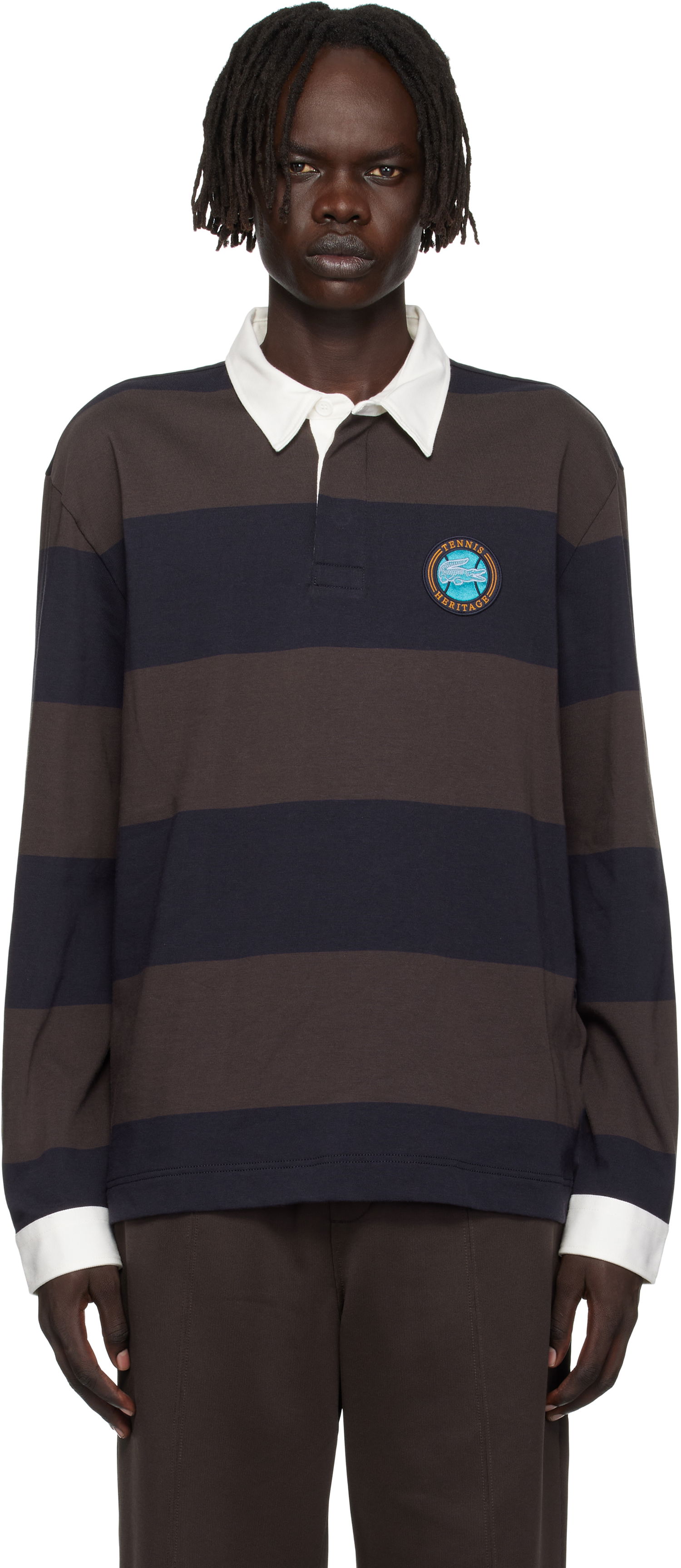 Polo skjorte Lacoste Lacoste Relaxed Fit Striped Rugby Polo Brun | KH5916_6IY, 0