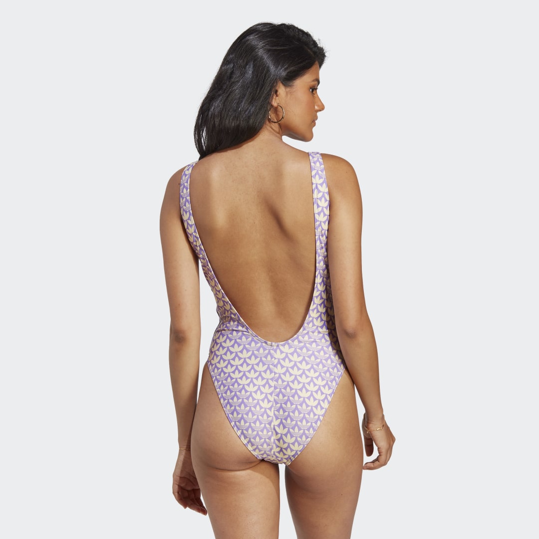 Badetøj adidas Originals Monogram 3-Stripes Swimsuit Lilla | HZ4110, 1