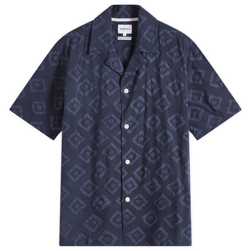 Skjorte NORSE PROJECTS Norse Projects Mads Batik Vacation Shirt, Size Large Mørkeblå | N40-0833-7004