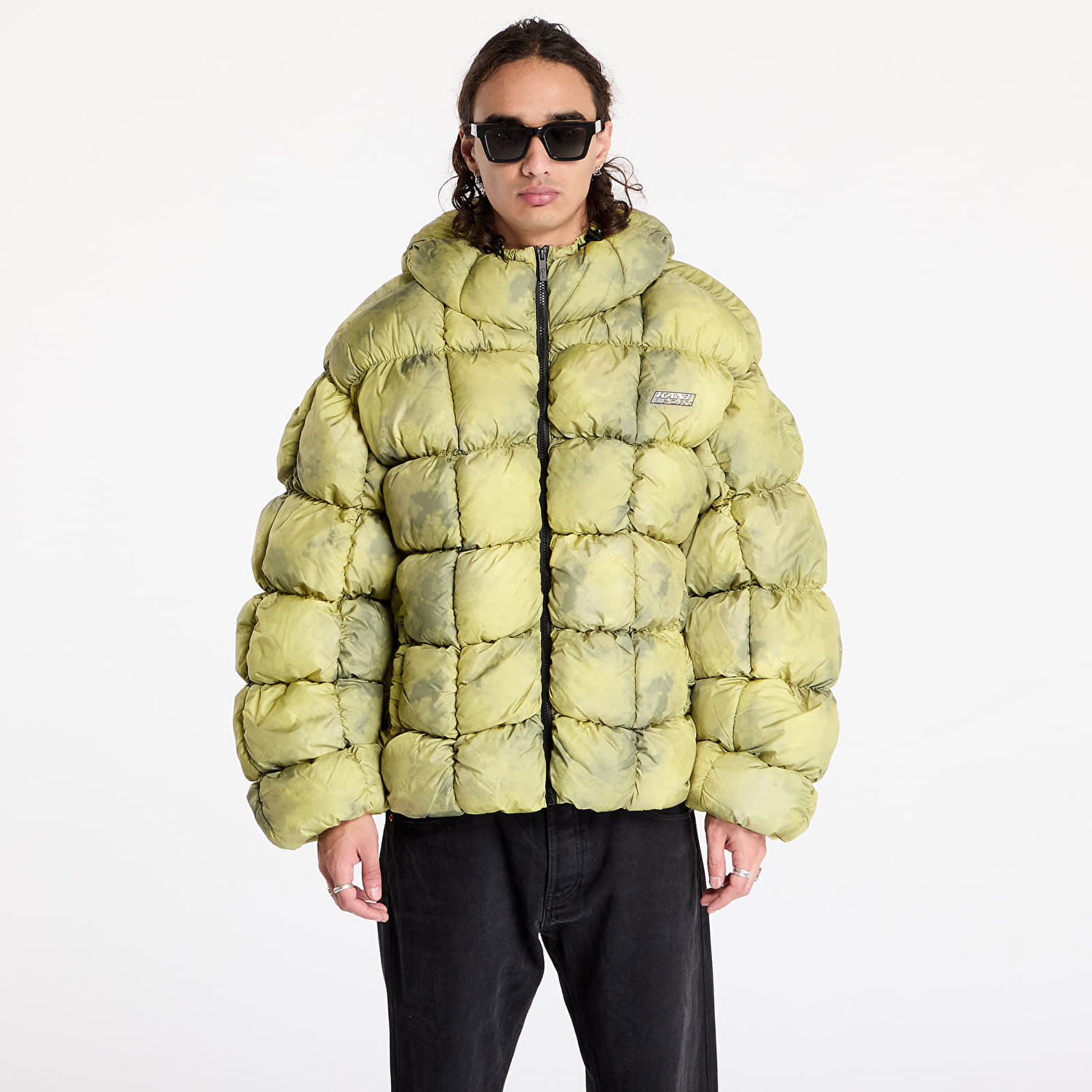Puffer jakke Karl Kani Jacket Sport Patch Square Quilted Puffer Jacket Lime Green L Gul | 60760018, 0