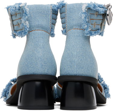 Sneakers og sko GANNI GANNI Denim Buckle Open Cut Heels Blå | S2942, 1