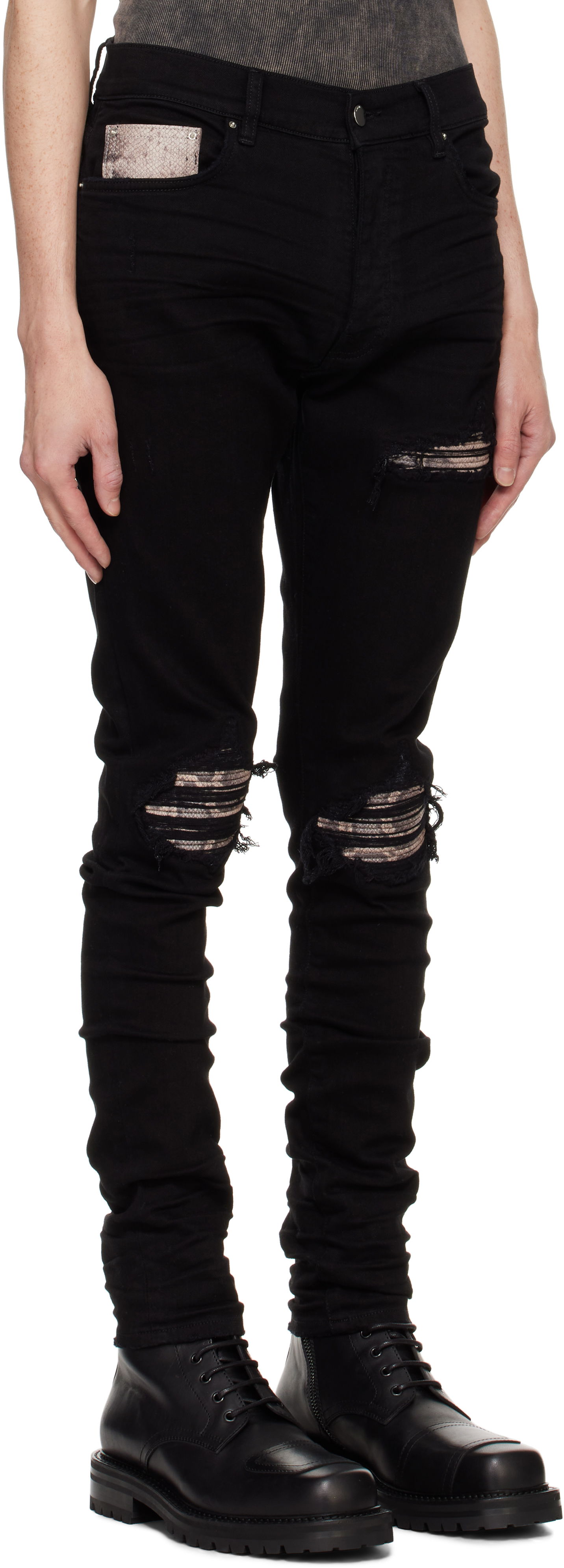 Jeans AMIRI AMIRI Snake MX1 Jeans Sort | AMDNSY1076, 1