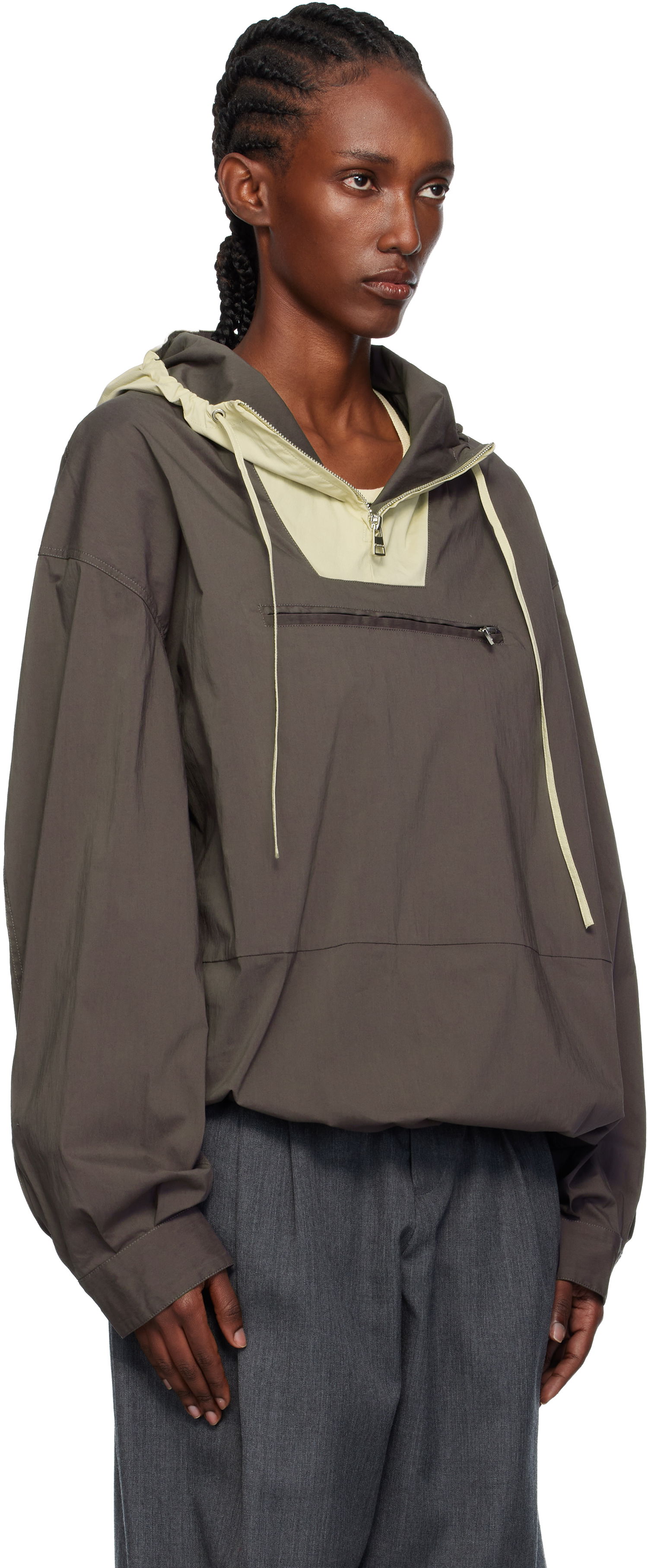 Vindjakke JW Anderson JW Anderson Contrast Hood Anorak Brun | JK0415-PG1838, 1