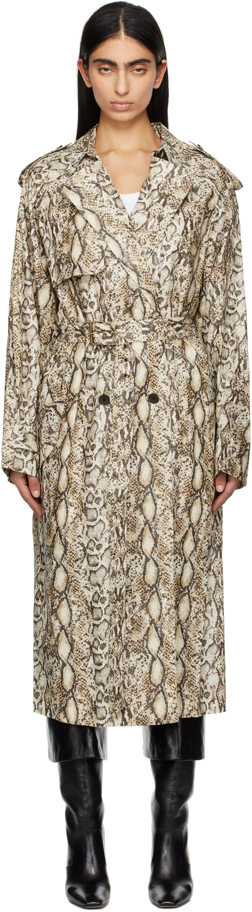 Trenchcoat ISABEL MARANT Isabel Marant Freanne Snakeskin Trench Coat Beige | MA0410FA-C1C01I
