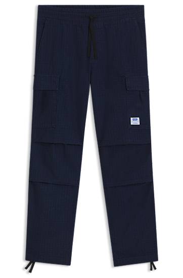 Cargo bukser BOSS Relaxed-Fit Ripstop Cargo Trousers Mørkeblå | 50552121