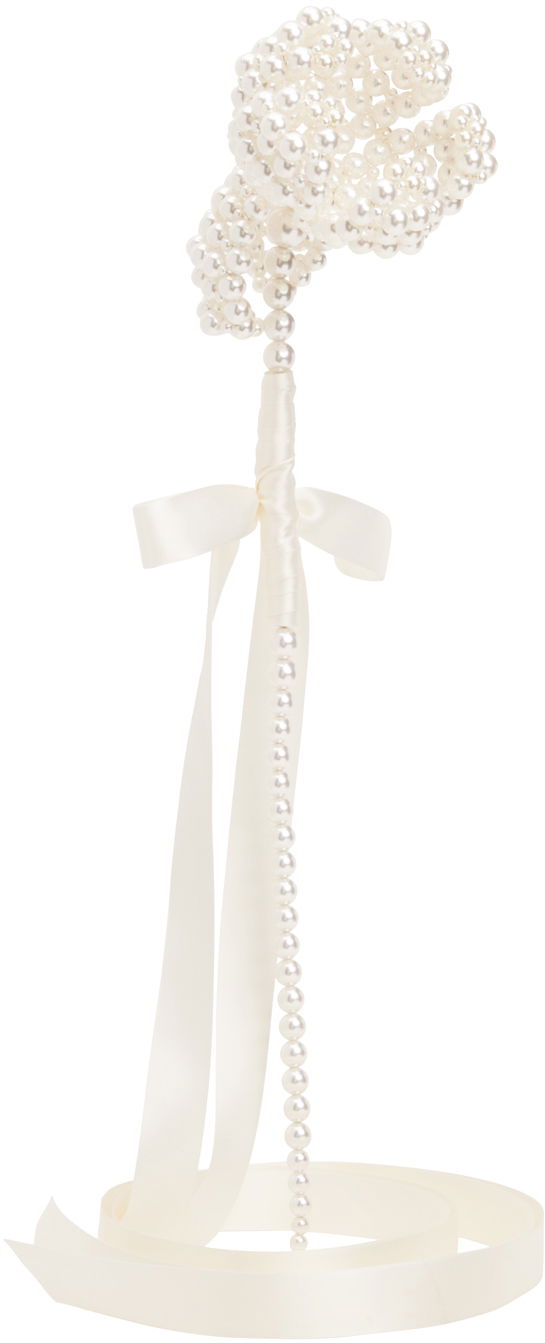 Nøgleringe Simone Rocha Simone Rocha Beaded Large Flower Bag Charm Hvid | FLOWER1 0904 PEARL, 1