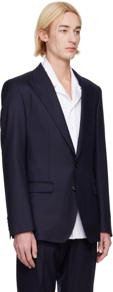 Jakke Dolce & Gabbana Designer Taormina-Fit Single-Breasted Blazer Blå | G2NW0TGI251, 3
