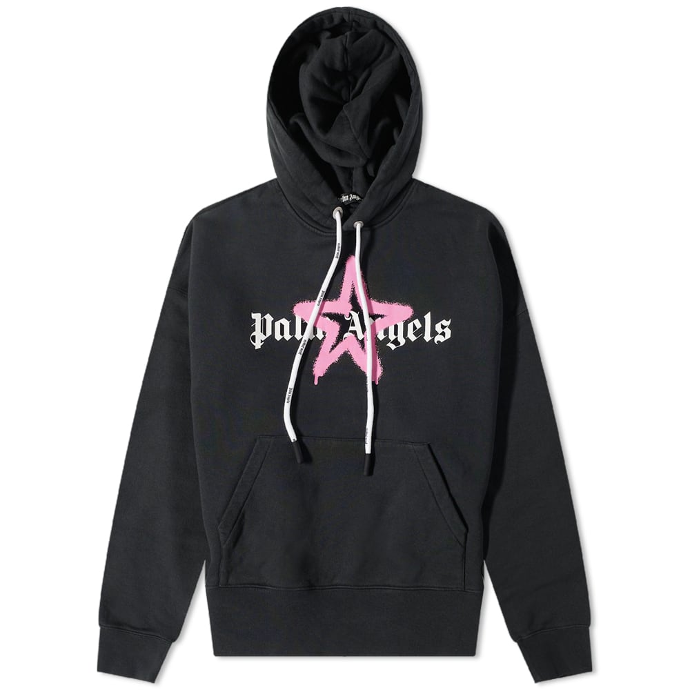 Sweatshirt Palm Angels Star Sprayed Logo Popover Hoody Sort | PMBB058C99FLE0071030, 0