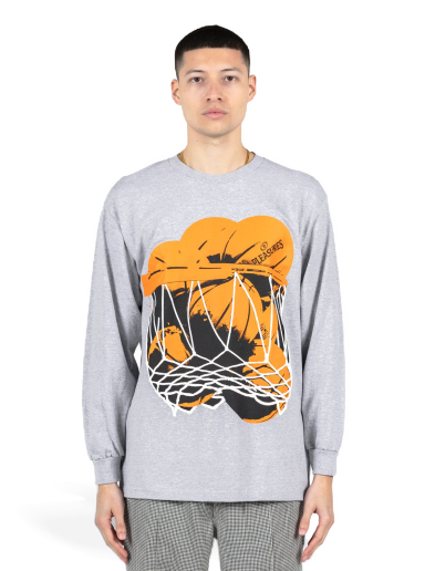 T-shirt Pleasures Hoops Long-Sleeve Tee Heather Grey Grå | P23SP055-GREY