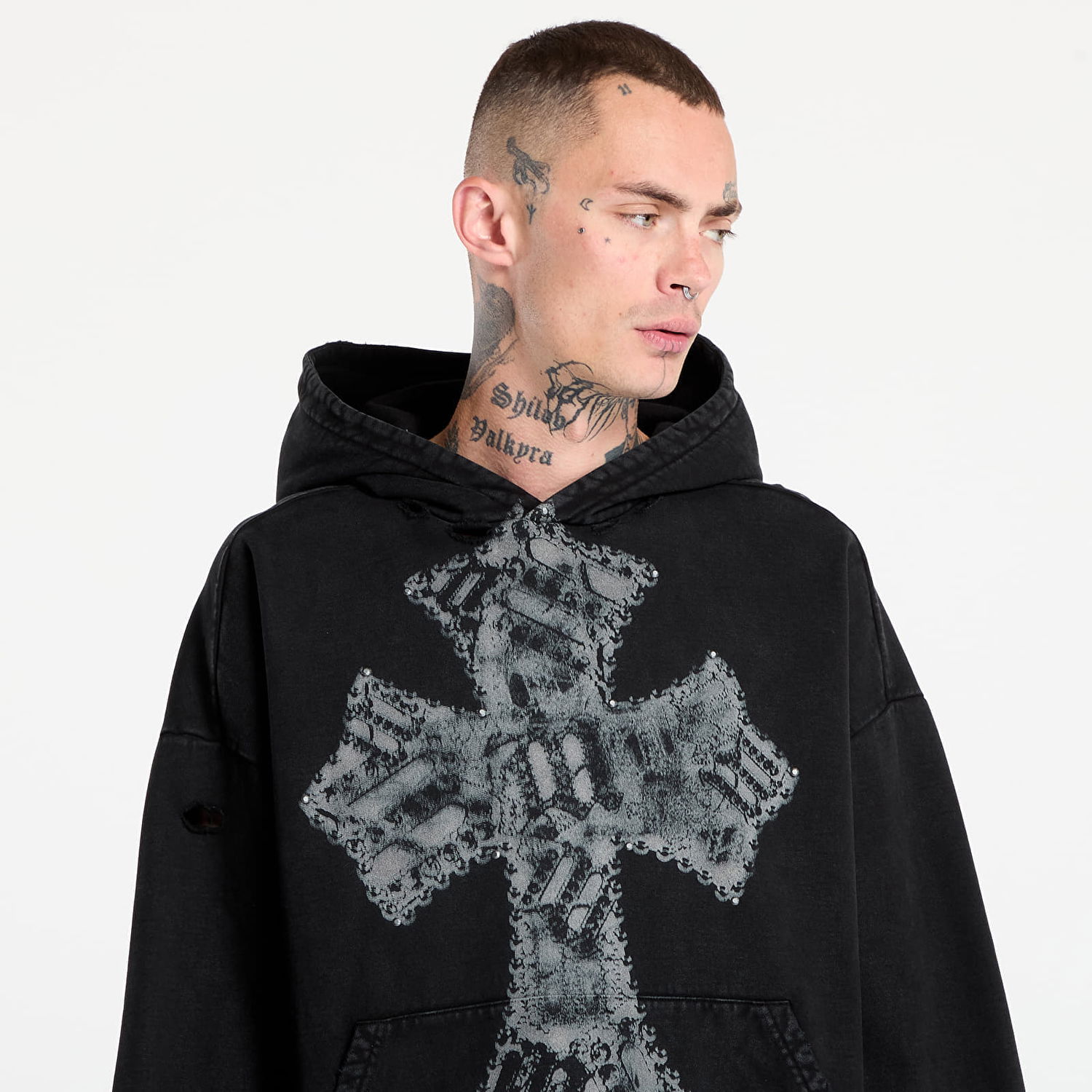 Sweatshirt MISBHV MISBHV Goth Cross Graphic Hoodie Sort | 251M212, 1