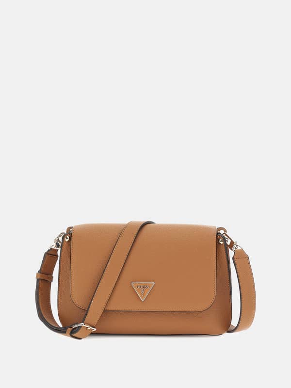 Håndtaske GUESS Meridian Triangle Logo Crossbody Beige | HWBG8778200