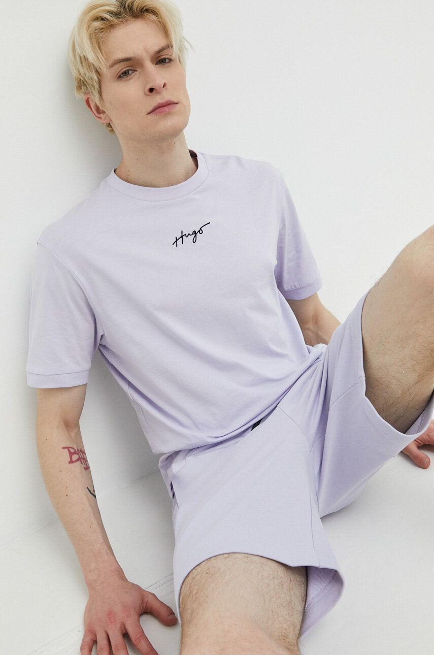 T-shirt BOSS T-shirt in Cotton with Handwritten Logo Lilla | 50486471, 0