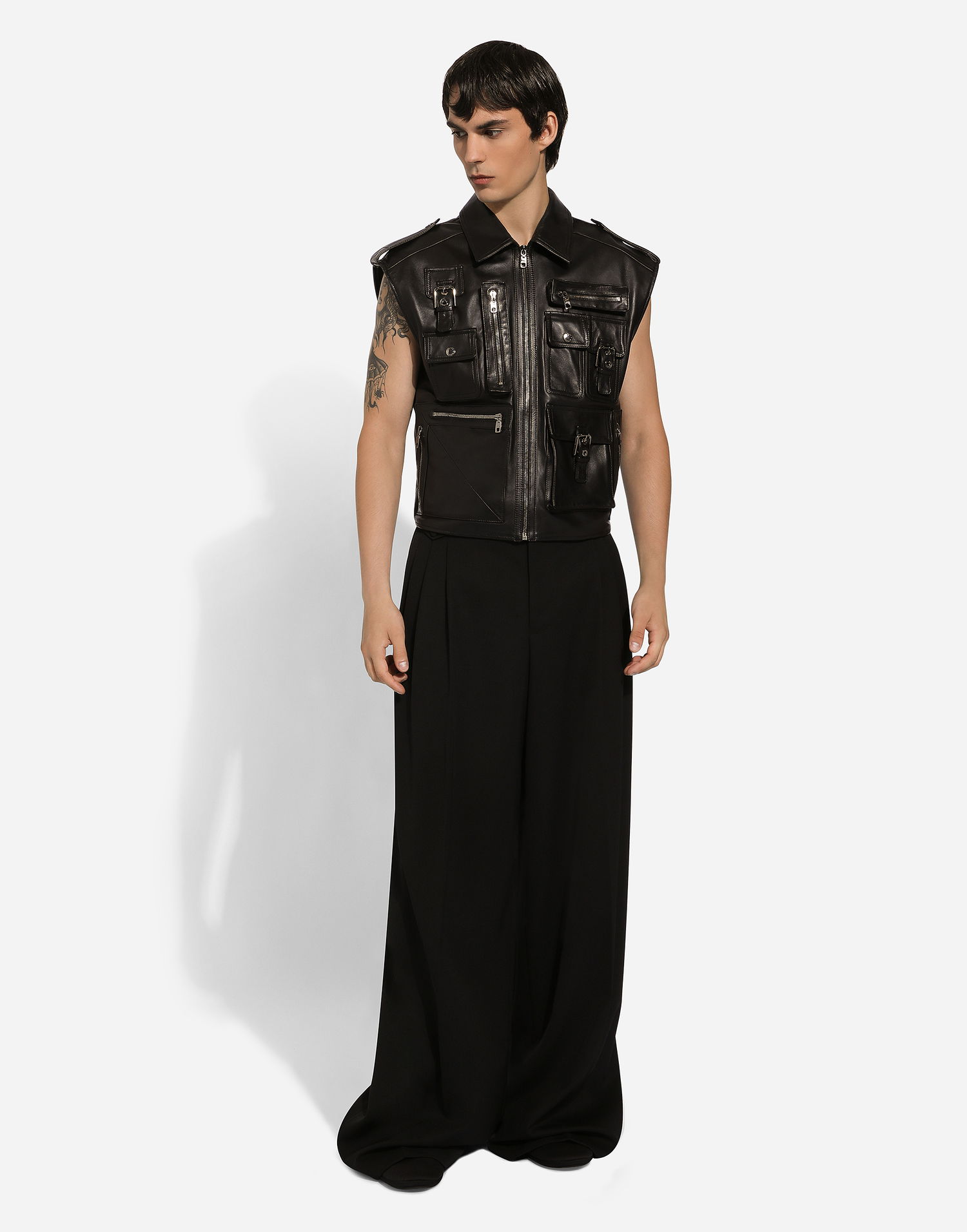 Vest Dolce & Gabbana Dolce & Gabbana Multi-Pocket Leather Vest Sort | G9AXKLHULUZN0000, 1