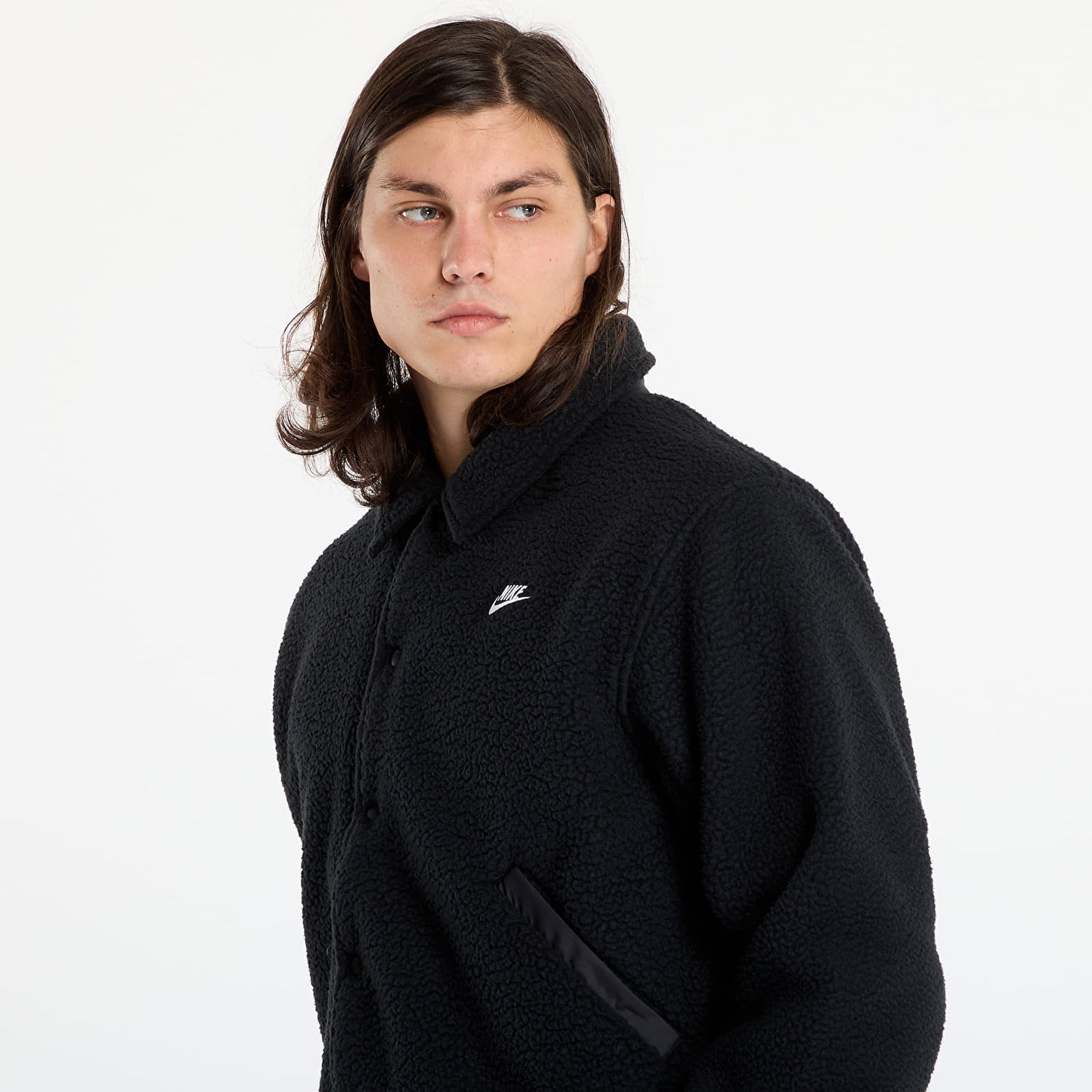 Jakke Nike Sportswear Club High-Pile Fleece Coaches Jacket Sort | HV1429-010, 1