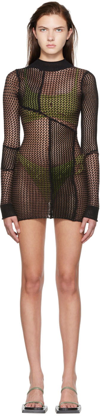 Kjole GUIZIO Guizio Fishnet Mini Dress Sort | CMD 2