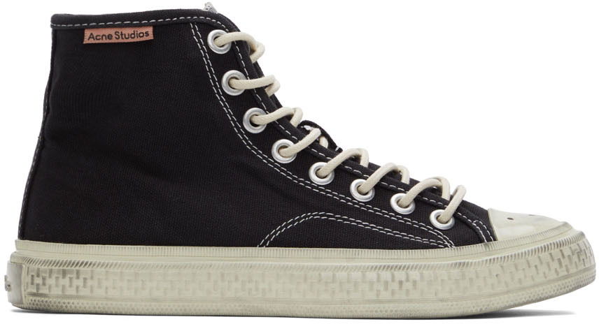 Sneakers og sko Acne Studios Off-White Canvas High Top Sort | AD0481-, 0