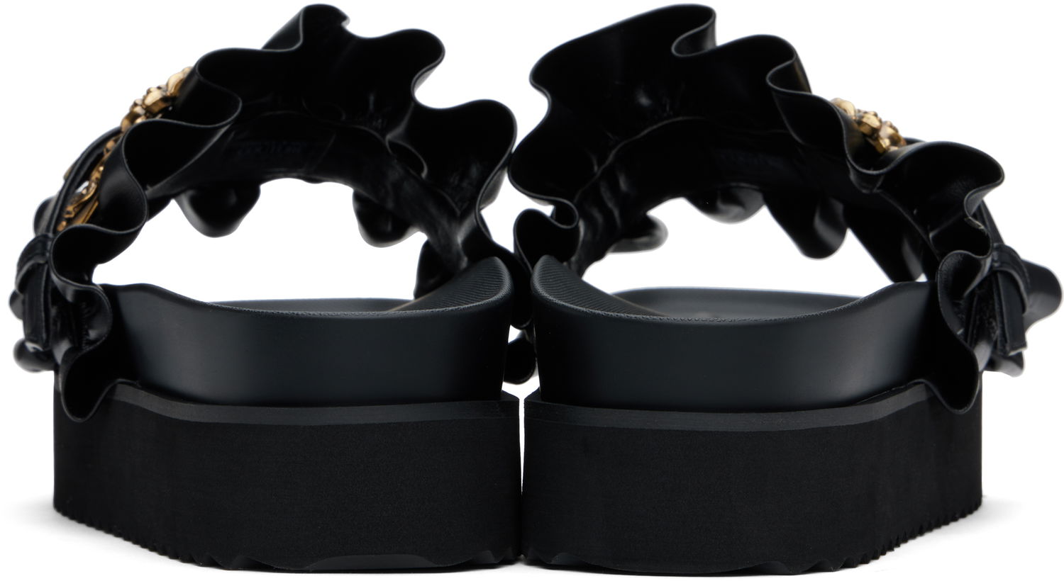 Tilbehør Versace Versace Jeans Couture Baroque Buckle Platform Sandals Sort | E78VA3SM5_E71570, 1