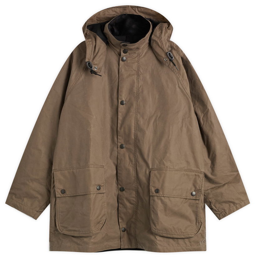 Parka Barbour Margaret Howell Stand Collar Wax Parka Jacket, Size Large Brun | MWX2513OL52