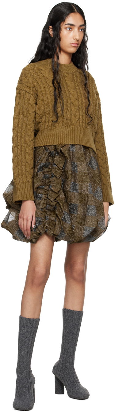 Sweater Cecilie Bahnsen Vibeke Cropped Cable Knit Sweater Grøn | 2.24KNI51004 VIBEKE JUMPER, 3