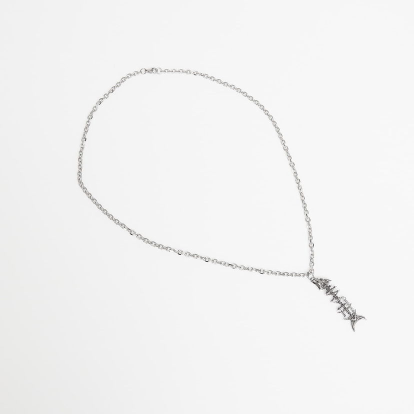 Halskæde Wasted Paris U Surrender Necklace Fish Skeleton Pendant Metalisk | WP_000315