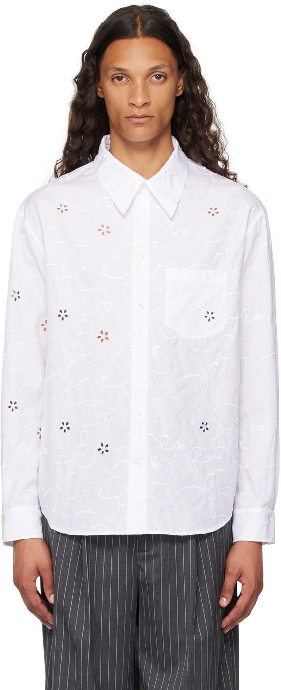 Skjorte Simone Rocha Simone Rocha Classic Fit Embroidered Shirt Hvid | 5281 1023