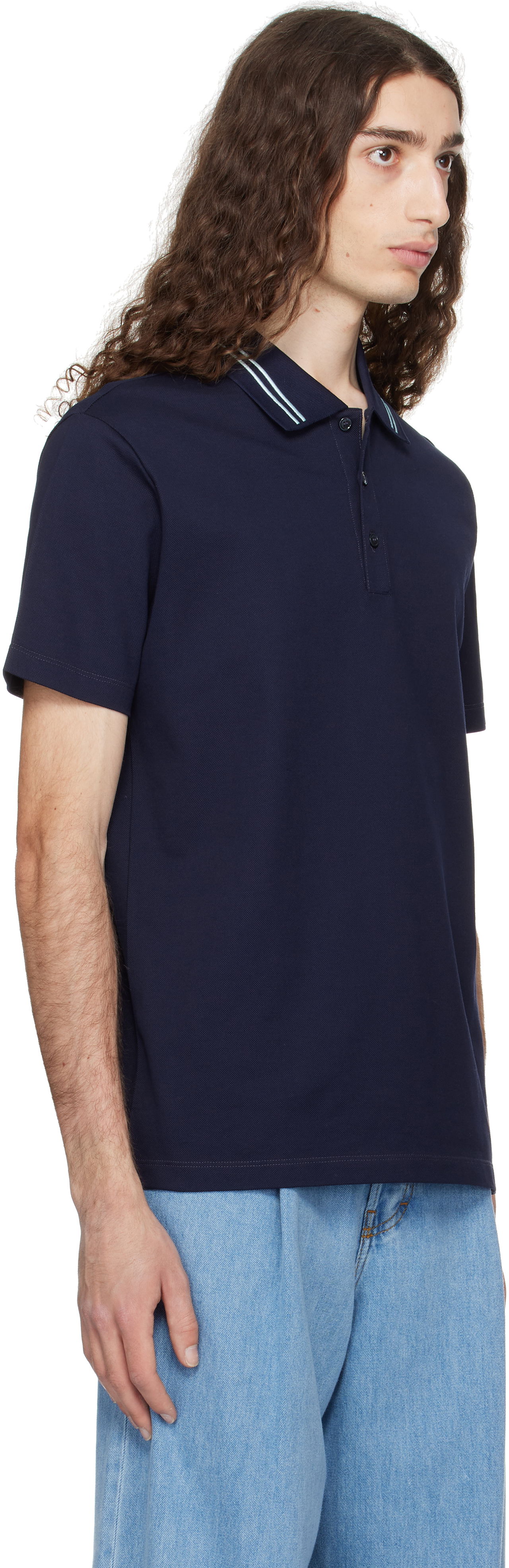 Polo skjorte Versace Versace Embroidered Medusa Polo Mørkeblå | 1013906_1A13463, 1