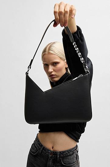 Skuldertaske BOSS Faux-leather Shoulder Bag with Logo Strap Sort | 50536988, 1