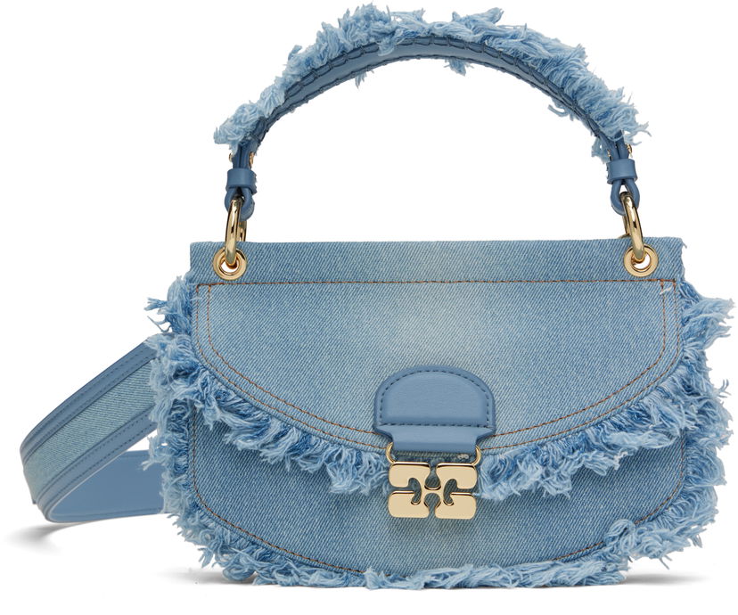 Håndtaske GANNI GANNI Mini Top Handle Apo-G Denim Bag Blå | A6520