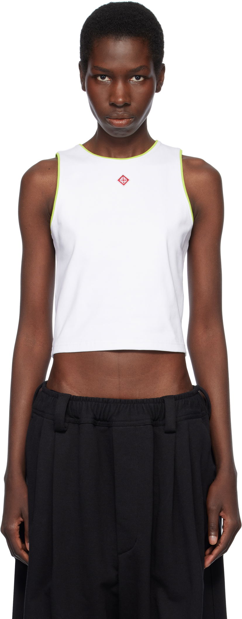 Tanktop Casablanca Casablanca Diamond Logo Cropped Tank Top Hvid | WS25-JTS-011-02