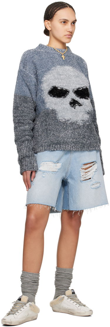 Sweater ERL Intarsia Knit Skull Sweater Grå | ERL08N367, 3