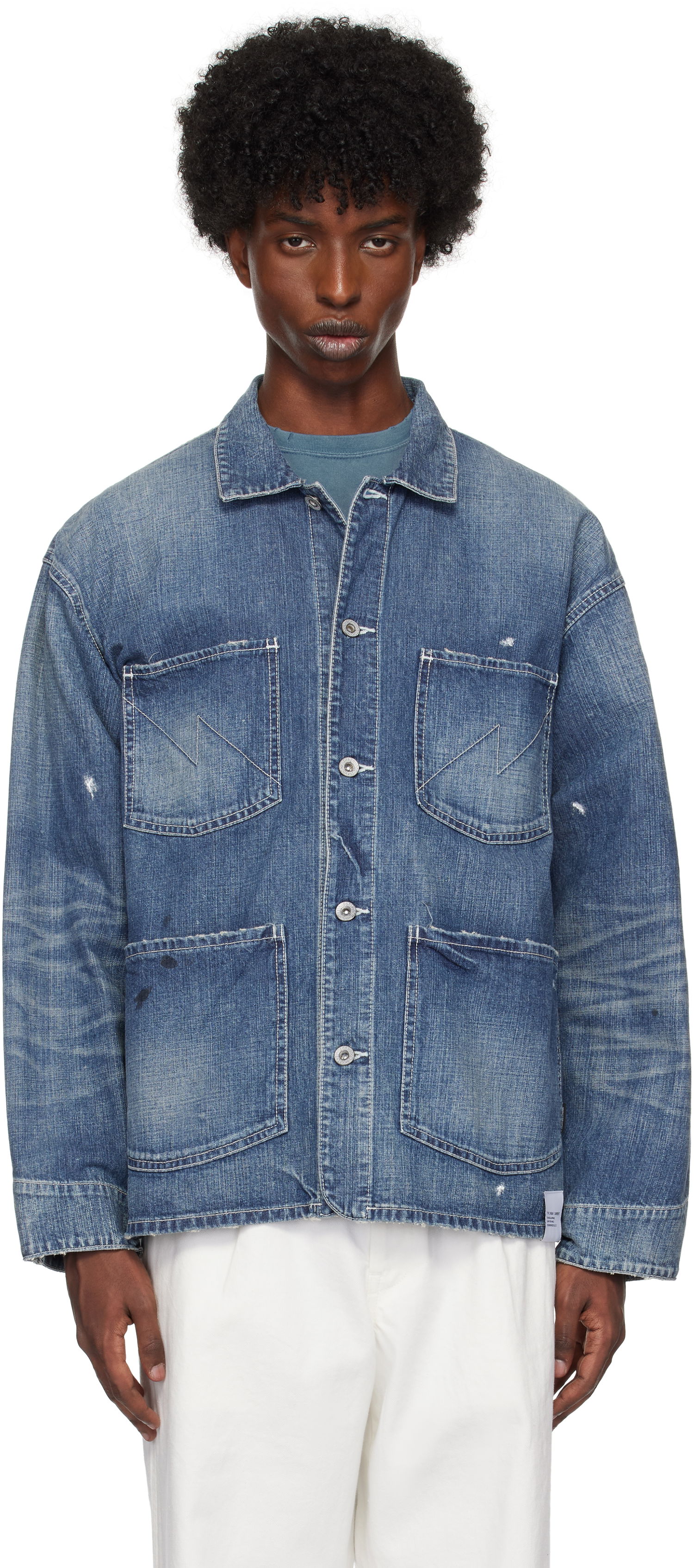 Jakke Neighborhood Washed Coverall Denim Jacket Blå | 242SPNH-JKM02, 0