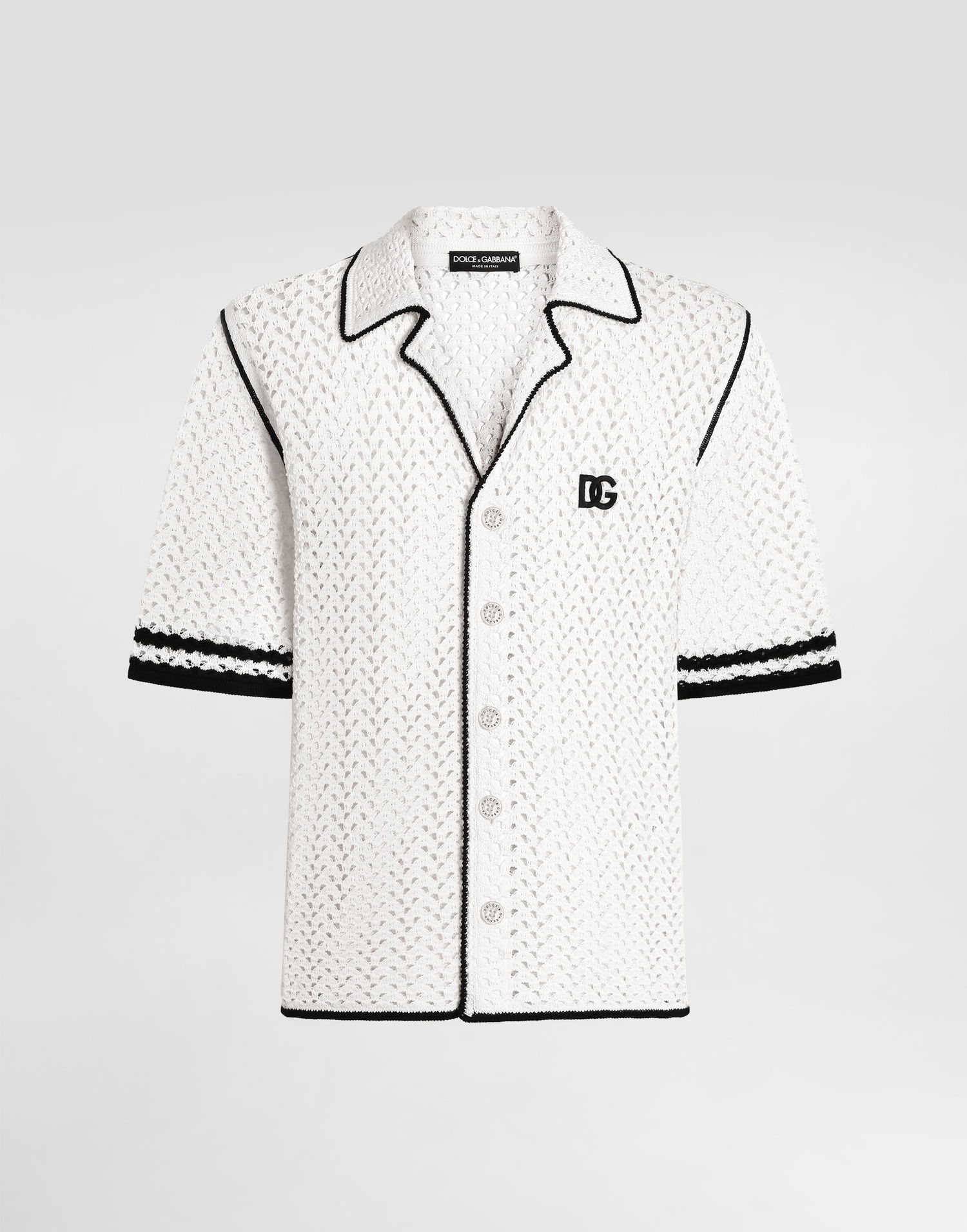 Skjorte Dolce & Gabbana Dolce & Gabbana Crochet Knitted Shirt Hvid | GXVD0ZJBCHEW1001, 0