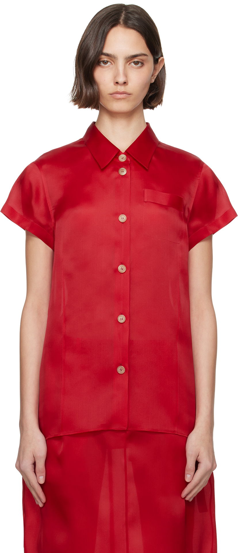 Skjorte Khaite KHAITE Keefe Silk Shirt Rød | 23833002