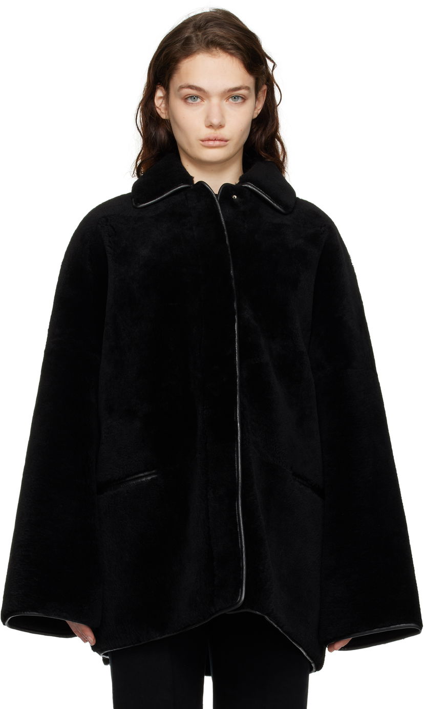 Frakker TOTEME TOTEME Teddy Overshirt Shearling Jacket Sort | 244-WRO0135-LE0080