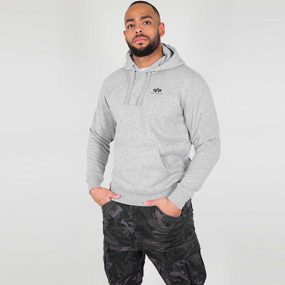 Sweatshirt Alpha Industries Alpha Industries Basic Small Logo Hoodie Grå | 196318-gry, 1