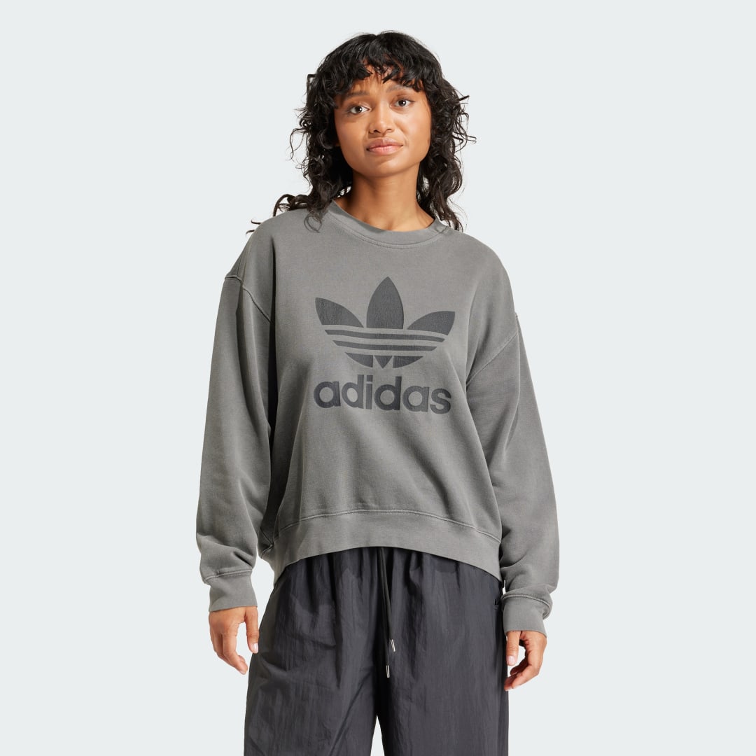 Sweatshirt adidas Originals Washed Trefoil Sweatshirt Grå | IN2270, 0