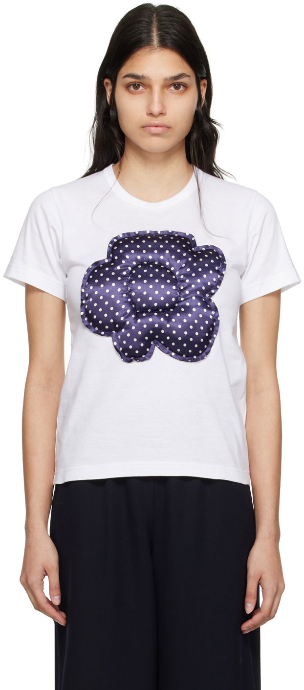 T-shirt Comme des Garçons Comme des Garçons Girl Dot Appliqué T-Shirt Hvid | NK-T004-051