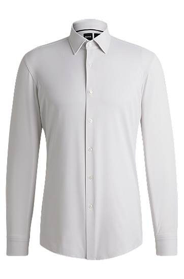 Skjorte BOSS Slim-Fit Performance-Stretch Jersey Shirt Grå | 50533395