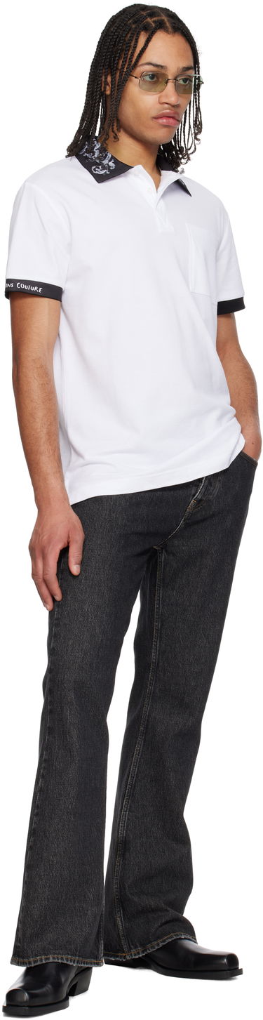 Polo skjorte Versace Versace Jeans Couture Baroque Collar Polo Hvid | E78GAGT04_ECJ01T, 3