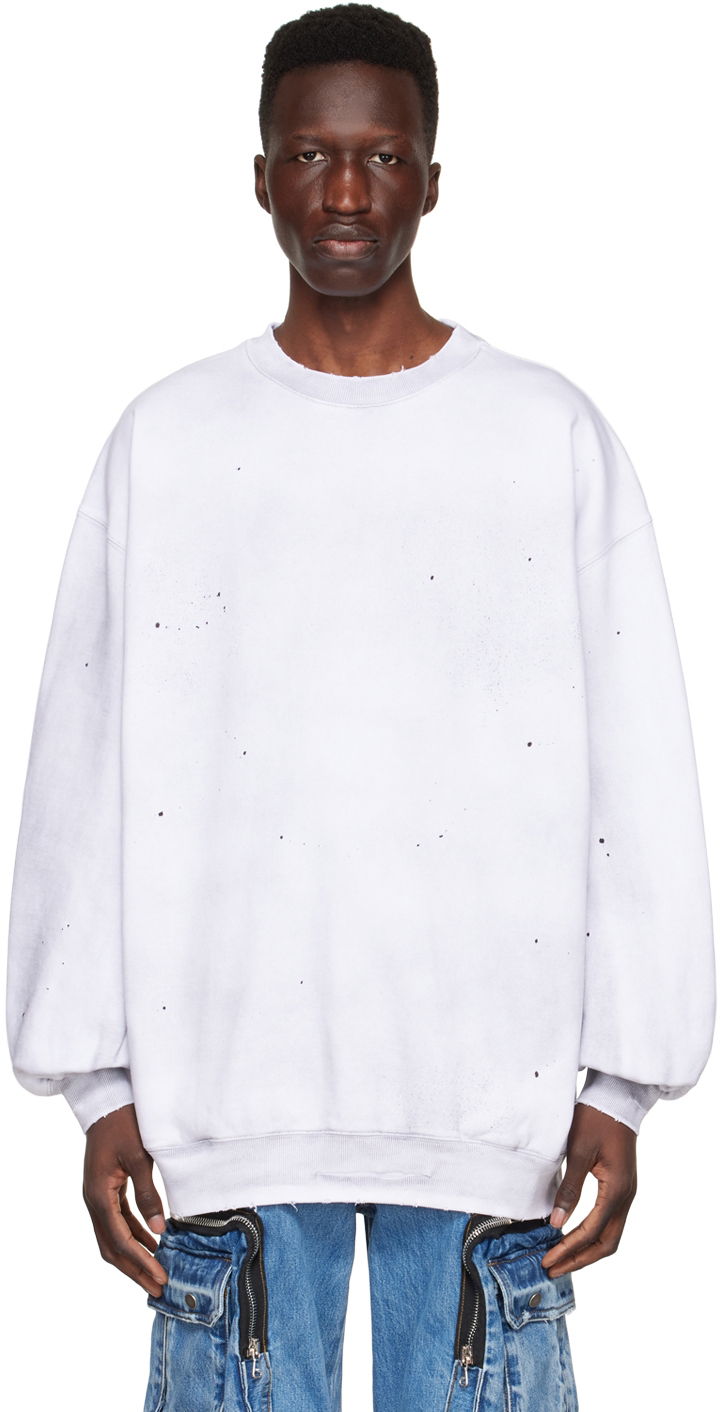 Sweatshirt We11done We11done Distressed Cotton Sweatshirt Hvid | WD-TS1-22-620-U-WH, 0