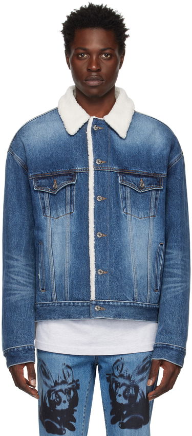 Jakke We11done Oversized Faux-Shearling Denim Jacket Blå | WD-DJ3-22-378-U-BL, 0