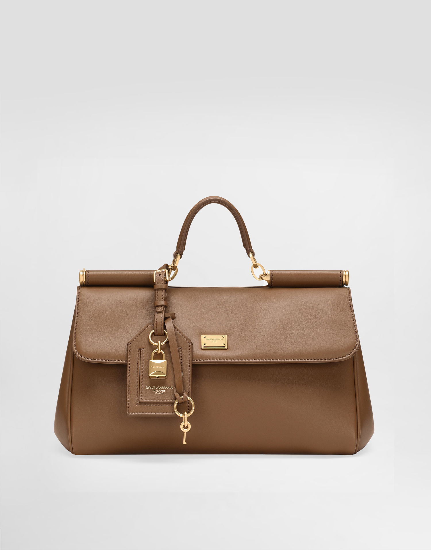 Håndtaske Dolce & Gabbana Dolce & Gabbana My Sicily Plongé Calfskin Handbag Brun | BB7782B73218Z093, 0