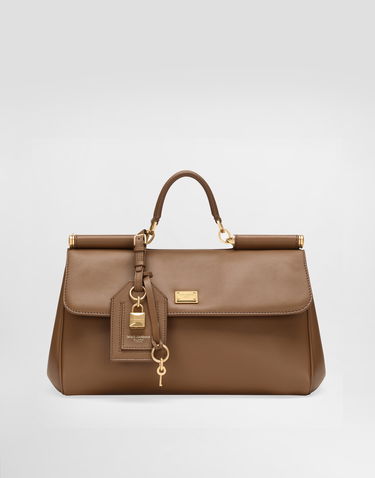 Håndtaske Dolce & Gabbana Dolce & Gabbana My Sicily Plongé Calfskin Handbag Brun | BB7782B73218Z093, 0