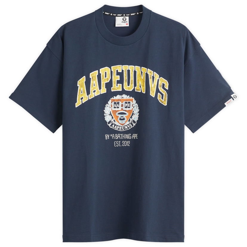 T-shirt AAPE by A Bathing Ape AAPE College Theme T-Shirt, Size Large Mørkeblå | AAPTEM1626XX-NYD
