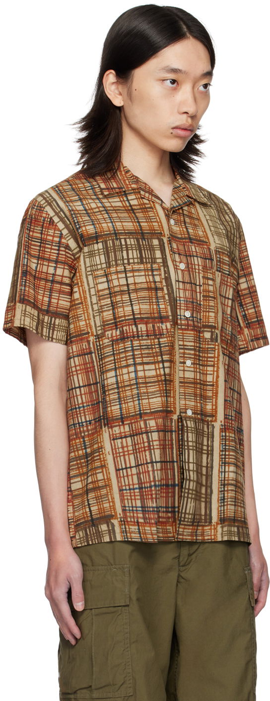 Skjorte BEAMS BEAMS PLUS Block Print Short Sleeve Shirt Brun | 3801-0108-139, 1