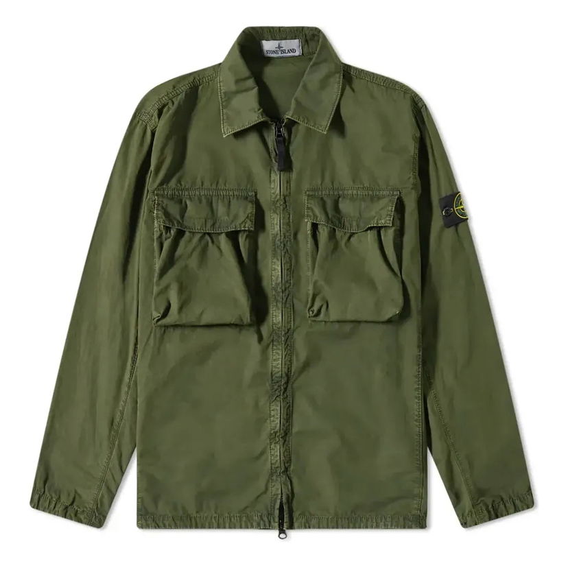 Vindjakke Stone Island Brushed Cotton Two Pocket Shirt Jacket Grøn | 7615114WN-V0158